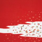 二幅（68cm幅） 正絹ちりめん友禅風呂敷 【吉祥宝尽くし・赤】 ふろしき 絹 シルク 進物 お祝い 御祝 婚礼 引出物 内祝い 伝統品 ギフト 京都 メール便対応 さんび 日本製