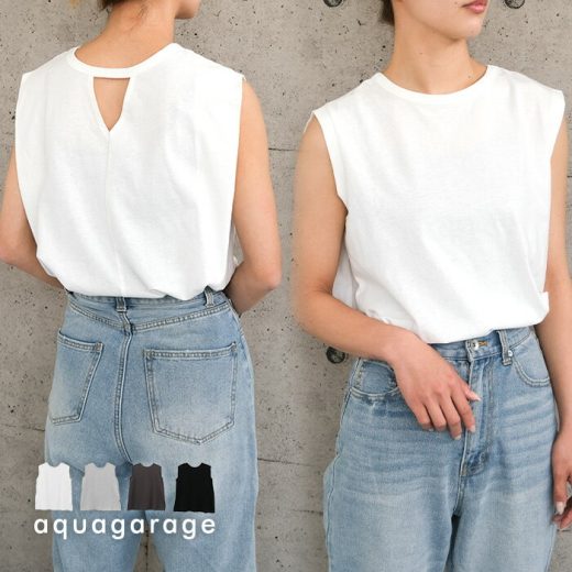 5月13日発売■ バックデザインノースリーブカットソー 春 夏 ロンT チュニック ノースリーブ ≪ゆうメール便配送30・代引不可≫
