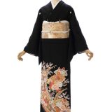 【レンタル】 留袖レンタルフルセット 高級留袖レンタル 正絹 Mサイズ 黒留袖 結婚式 母親 和服 列席 親族 留袖 伯母 留袖 送料無料 新品足袋プレゼント 小物一式つき 結婚式 正装 和服 HAAC060