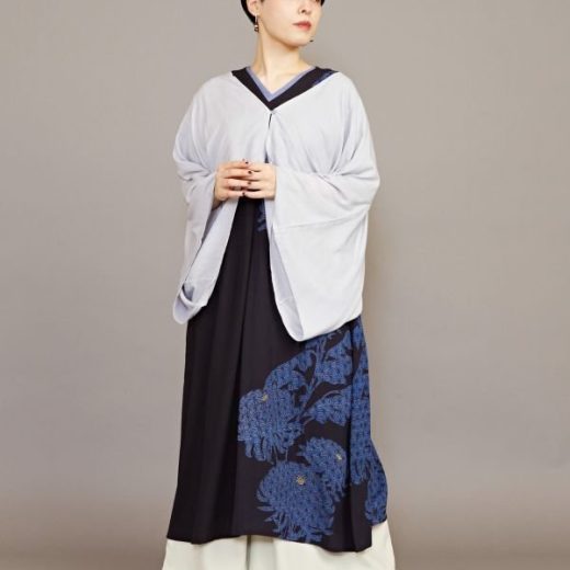 カヤ 【カヤ】【UVカット加工】昇り菊羽織付きワンピース アミナコレクション ワンピース・ドレス ワンピース ホワイト グレー ブラック グリーン【送料無料】