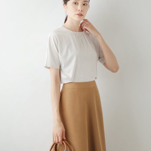 【SALE／50%OFF】NEWYORKER WOMEN トリアセ強撚スムース ギャザー半袖カットソー ニューヨーカー トップス カットソー・Tシャツ ホワイト【送料無料】