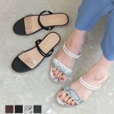 ≪ 特別セール ≫ 2wayフラットサンダル [I2429] レディース 靴 クリア ワンベルト ダブルストラップ 履きやすい 歩きやすい ぺたんこ 大人 きれいめ カジュアル 春 夏 黒 クリア パイソン 白 デイリー 通学 おしゃれ フラットソール 30代 40代 50代