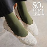 【全品送料無料】【感謝価格】『アンティーク風レース柄パンプス』[somari imagination パンプス レディース 靴 フラットシューズ バレエシューズ ローヒール ぺたんこ レース 花柄 配色]◇【メール便不可】【40】