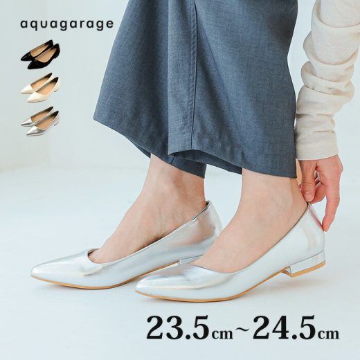 アシンメトリーローヒールパンプス レディース