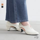 【全品送料無料】【感謝価格】『フロントVカットデザインパンプス』[n’OrLABEL パンプス レディース 靴 シューズ フェイクレザー 無地 5cmヒール 中敷き クッション ゴム サイドカット]※返品交換不可※【メール便不可】【30】