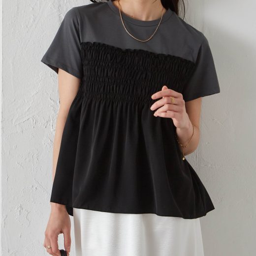 【SALE／5%OFF】Ranan Ranan/(W)ビスチェ重ね着風Tシャツ ラナン トップス カットソー・Tシャツ ホワイト カーキグリーン ネイビー グレー