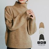 ボトルネック ニット ボリューム袖 長袖 プルオーバー チクチクしない トップス チクチク しない セーター ハイネックセーター レディース 冬 ハイネック S M L ボトル ネック knit プル オーバー 体型カバー 二の腕カバー ドロップショルダー 送料無料 楽天ROOM