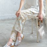 ペイント柄ゆるさらストレートパンツ [M3298] レディース パンツ ストレート ペイント柄 ゆるさら 脚長 きれいめ 大人 春夏 春 夏 ストレートパンツ ロング丈 ロングパンツ スラックス おしゃれ ゆったり 総柄【送料無料】