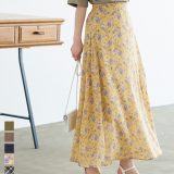 選べる柄 シアーシフォンフレアスカート [M3722] レディース ボトムス ロング丈 無地 柄 シフォン バックゴム ゆったり