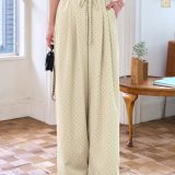 ≪5/9 新発売!!2990円 送料無料≫ パンツ ボトム レディース ドット柄 イージーパンツ ワイドパンツ [M4221] 20代 30代 40代 ロング丈 ドット ワイド ウエストゴム ゆったり 楽ちん ミニドット 水玉 スラックス ドットワイドパンツ ドットパンツ 柄 丈長め【送料無料】