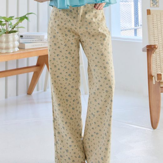 ≪5/24 新発売!!3280円 送料無料≫ パンツ ボトム レディース フラワー [M4236] 20代 30代 40代 小花柄 コットン 綿 春夏 コーデ 服装 ズボン ワイドパンツ カジュアル ベージュ ブルー オフホワイト ピンク ベイカーパンツ トラウザーズ ハイウエスト ゆったり【送料無料】