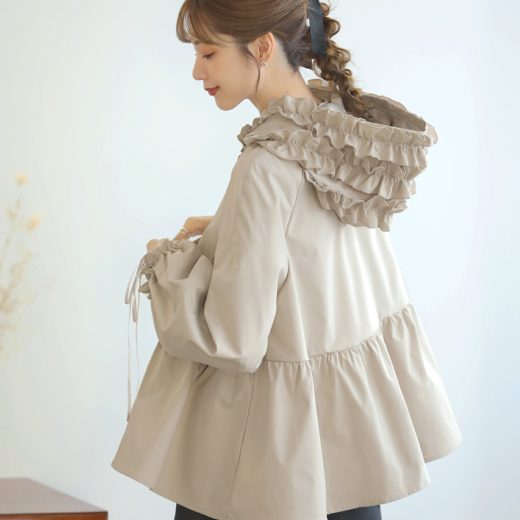 フリルフードペプラムパーカーJKT 裾フレア ペプラム フードパーカー パーカー ジャケット アウター レディース 秋 冬【m728】【即納＆予約販売：2025年6月27日まで順次発送】【送料無料】メ込