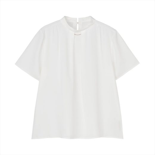 【SALE／11%OFF】BRICK HOUSE by Tokyo Shirts ブラウス ハイネック前タック 半袖 オフホワイト レディース BL02I100DU40S00-90 トーキョーシャツ トップス シャツ・ブラウス ホワイト【送料無料】
