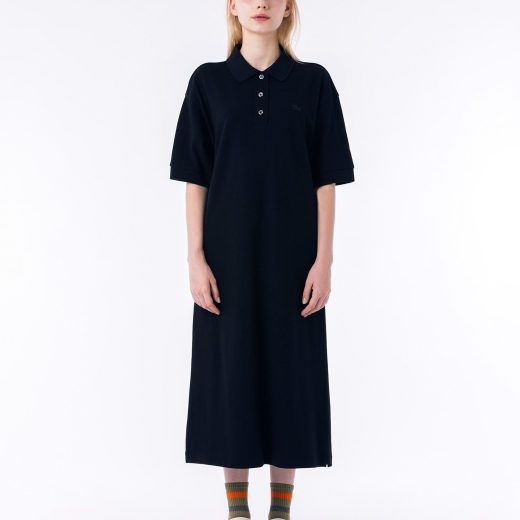 【SALE／50%OFF】LACOSTE ルーズフィット5分袖ポロドレス / ポロワンピース マキシ丈 ロング丈 ラコステ ワンピース・ドレス シャツワンピース ブラウン ホワイト ブラック【送料無料】