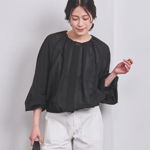 【SALE／70%OFF】UNITED ARROWS ボイル ギャザー シャツブルゾン ユナイテッドアローズ アウトレット トップス シャツ・ブラウス ブラック ホワイト【送料無料】