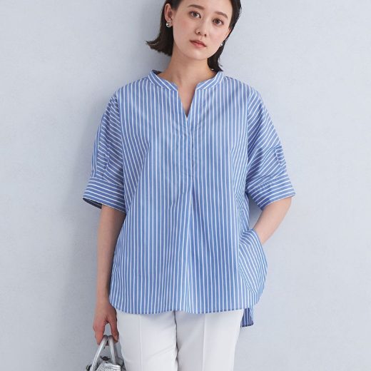 【SALE／30%OFF】UNITED ARROWS green label relaxing ドルマン スキッパー ショート スリーブ シャツ -マシンウォッシャブル- ユナイテッドアローズ アウトレット トップス シャツ・ブラウス ホワイト レッド【送料無料】
