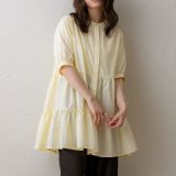 NOAHL｜【メール便】ティアード チュニック ブラウス シャツ トップス レディース 切替 チュニック丈 春 夏 透け感 ホワイト イエロー ブラック 白 黒 ノアル 250521【予約 5月30日から3営業日で発送】