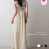 NOAHL｜《marikaさんコラボ》キャミ ワンピース レディース リップル ジャガード キャミワンピ ロング ロングワンピ フレア ポケット キャミソール アイボリー ブラウン ブラック 黒 春 夏 250524