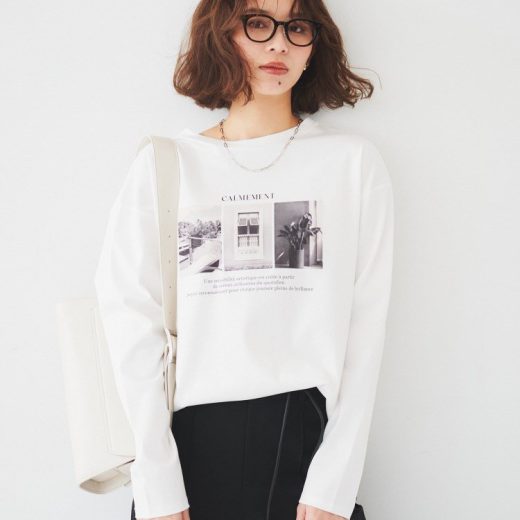 【SALE／30%OFF】UNTITLED プリントTシャツ アンタイトル トップス カットソー・Tシャツ ホワイト グレー【送料無料】