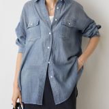 BEARDSLEY シフォンデニムシャツ ビアズリー トップス シャツ・ブラウス ブルー【送料無料】