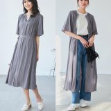 ROPE’ PICNIC 着丈選べる/接触冷感・UVカット/割繊ハーフスリーブワンピース ロペピクニック ワンピース・ドレス ワンピース ブルー ベージュ グレー ブラウン【送料無料】