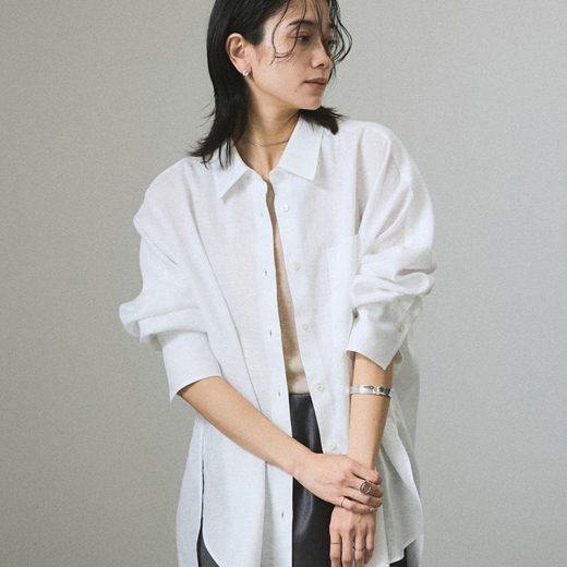 SALON adam et rope' リネンオーバーシャツ[GENTLE LINEN] サロン アダム エ ロペ トップス シャツ・ブラウス グレー ホワイト ブルー【送料無料】
