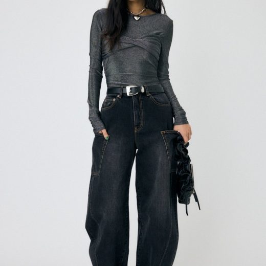 MOUSSY NARROWED HEM コクーンストレート マウジー パンツ ジーンズ・デニムパンツ ブラック【送料無料】