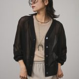 SALON adam et rope’ ブライトラメシアーカーディガン[一部WEB限定カラー] サロン アダム エ ロペ トップス カーディガン ブラック ピンク ゴールド グレー シルバー【送料無料】
