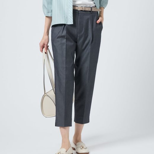 【SALE／17%OFF】NEWYORKER WOMEN L-SIZE 【L】ストレッチデニム センタープレステーパードパンツ ニューヨーカー エルサイズ パンツ その他のパンツ ネイビー【送料無料】