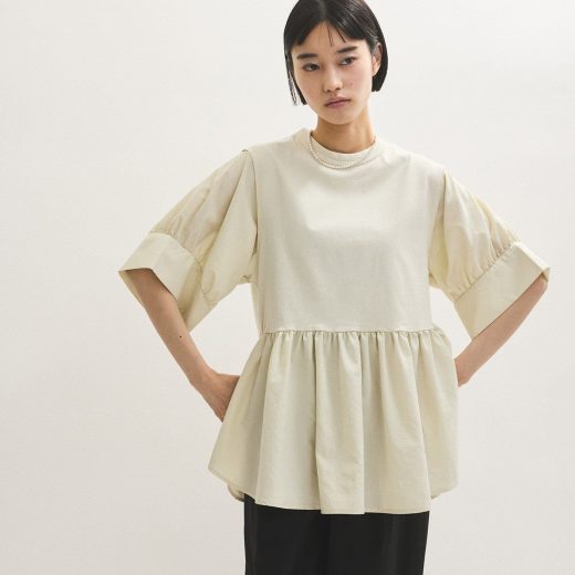 ADAM ET ROPE' FEMME 【接触冷感】・【UVカット】バウンスカフスプルオーバー アダムエロペ トップス カットソー・Tシャツ ブラック ベージュ ホワイト ピンク【送料無料】