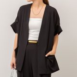 NOLLEY’S 《セットアップ対応》ウォッシャブルツイルフレンチジャケット ノーリーズ ジャケット・アウター ノーカラージャケット ホワイト ブラック【送料無料】