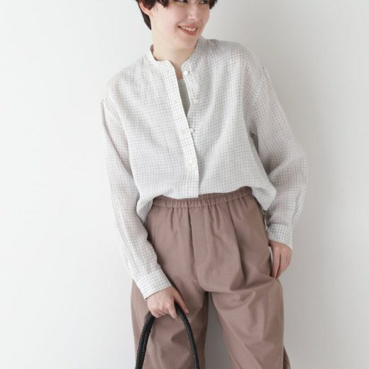◆ラミーバンドカラーギンガムシャツブラウス human woman ヒューマン ウーマン トップス シャツ・ブラウス イエロー グレー【送料無料】[Rakuten Fashion]