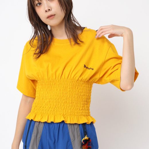 【SALE／33%OFF】RNA RNA/(W)M2375 シャーリングデザインT アールエヌエー トップス カットソー・Tシャツ ホワイト イエロー ブルー【送料無料】