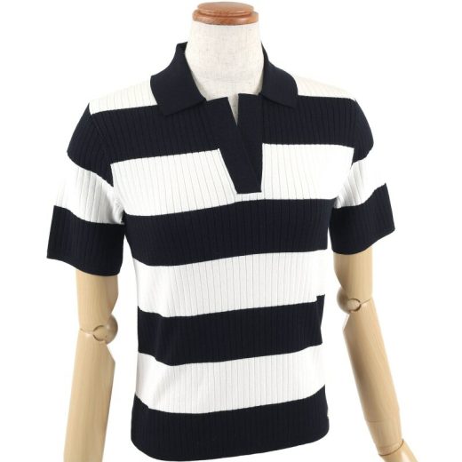 襟付きボーダーニット KH0750 Kitamura キタムラ トップス ニット ベージュ ネイビー【送料無料】[Rakuten Fashion]
