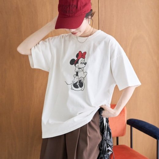 FREAK'S STORE 別注/Minnie Mouse/ミニーマウス 前後 プリント 半袖 Tシャツ【限定展開】 25SS フリークスストア トップス カットソー・Tシャツ ホワイト ベージュ オレンジ ブラック【送料無料】