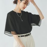 GLOBAL WORK シフォンドッキング7分袖/325954 グローバルワーク トップス カットソー・Tシャツ グレー ホワイト ブラック【送料無料】