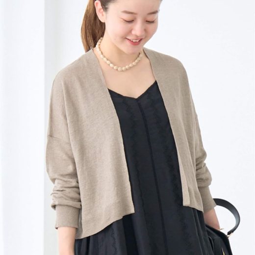 フレンチリネンカーディガン IENA イエナ トップス カーディガン パープル ベージュ ブラウン【送料無料】[Rakuten Fashion]