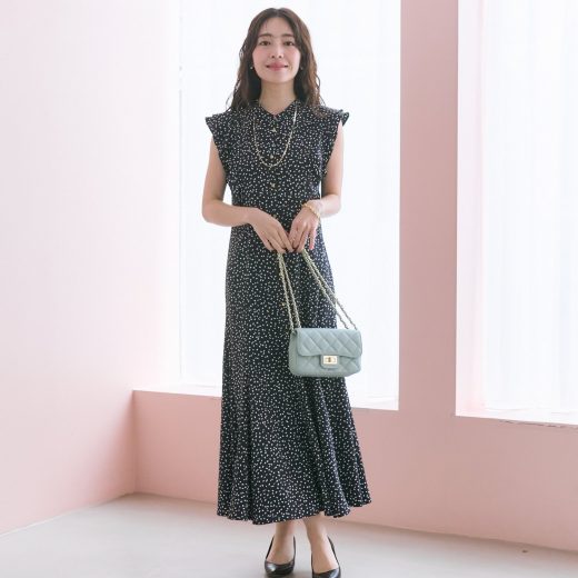 La boutique BonBon 【miki監修】スクエアドットマーメイドシャツワンピース ラブティックボンボン ワンピース・ドレス その他のワンピース・ドレス ネイビー ホワイト【送料無料】
