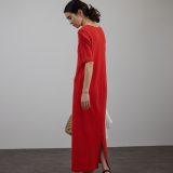SALON adam et rope’ [UVケア]プリマベールファームリーリブワンピース サロン アダム エ ロペ ワンピース・ドレス ワンピース レッド ブラック【送料無料】