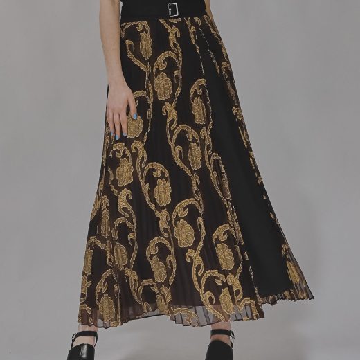 【SALE／34%OFF】HARE シアージャガードプリーツレイヤードスカート ハレ スカート ロング・マキシスカート ゴールド グリーン【送料無料】