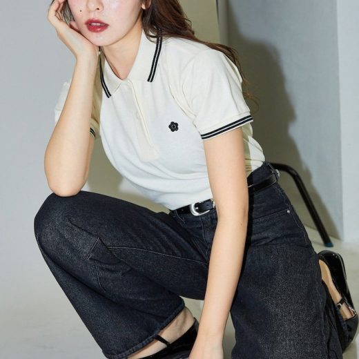 MARY QUANT ワンポイント刺繍 鹿の子ポロシャツ 限定展開 25SS フリークスストア トップス カットソー・Tシャツ ピンク ネイビー ブラック ベージュ【送料無料】