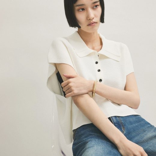 ADAM ET ROPE' FEMME 【WEB限定】・【サステナブル】ニットポロTEE アダムエロペ トップス ポロシャツ ホワイト ブラック レッド【送料無料】