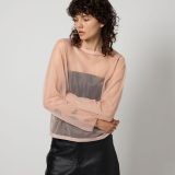 6(ROKU) ＜6(ROKU)＞ナイロンポリエステル シアー クルーネックニット ビューティー＆ユース　ユナイテッドアローズ トップス ニット ピンク グレー【送料無料】