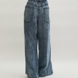 ADAM ET ROPE’ FEMME ライトデニムイージーパンツ アダムエロペ パンツ ジーンズ・デニムパンツ ブルー ブラック【送料無料】