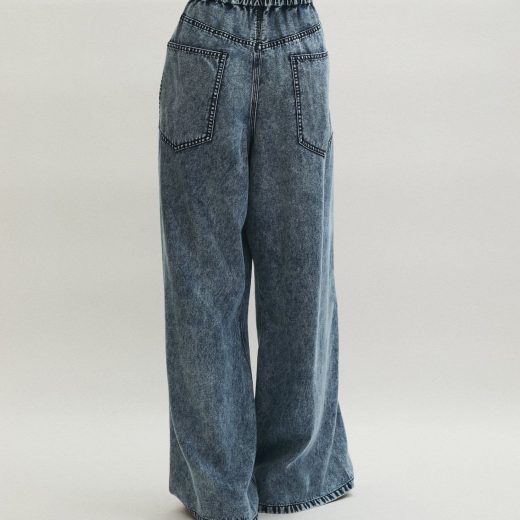 ADAM ET ROPE' FEMME ライトデニムイージーパンツ アダムエロペ パンツ ジーンズ・デニムパンツ ブルー ブラック【送料無料】