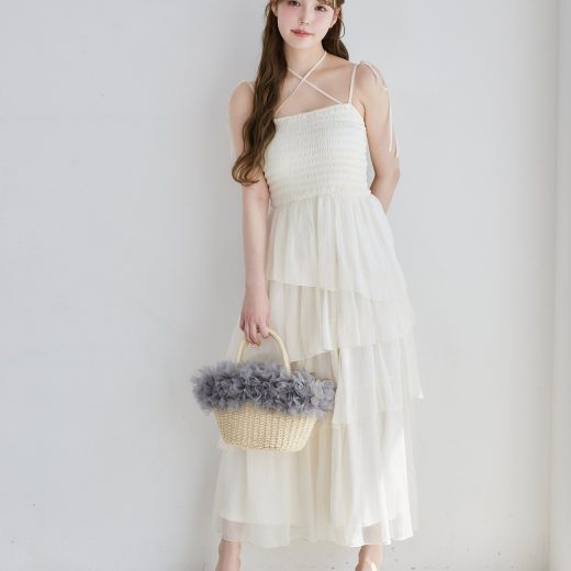 【SALE／10%OFF】one after another NICE CLAUP ティアードシアーロングワンピ ワンアフターアナザー ナイスクラップ ワンピース・ドレス その他のワンピース・ドレス ホワイト パープル ブルー ブラウン【送料無料】