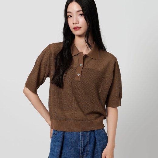 BEAUTY&YOUTH UNITED ARROWS メッシュ ポロニット -ウォッシャブル- ビューティー＆ユース　ユナイテッドアローズ トップス ニット グレー ブラック ブラウン【送料無料】