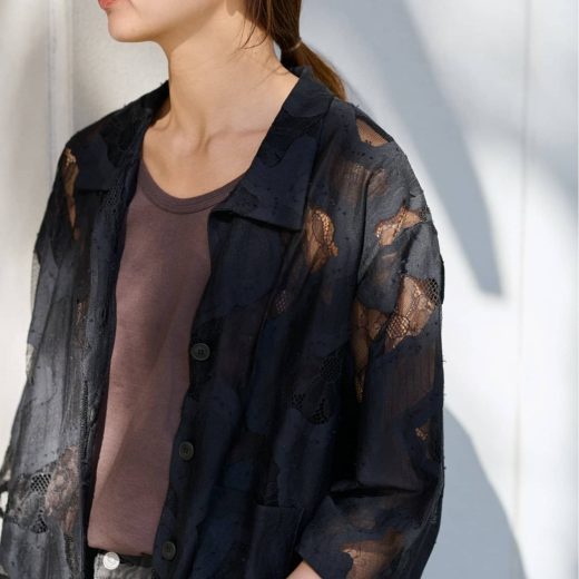 FRAMeWORK ≪追加≫ESTHE OVERSIZED SHEER LACE シャツ 2 フレームワーク トップス シャツ・ブラウス ブラック ホワイト【送料無料】