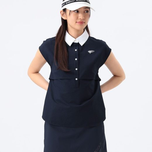 BEAMS GOLF ORANGE LABEL ORANGE LABEL / レーヤー風 ノースリーブ ポロシャツ ビームス ゴルフ トップス ポロシャツ ベージュ ネイビー【送料無料】