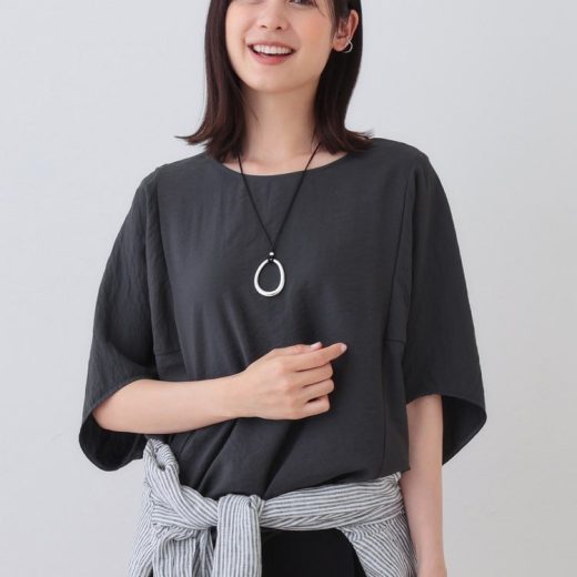 【SALE／10%OFF】INDIVI 【洗える/5分袖/UVケア/SETUP可能】モモンガスリーブブラウス インディヴィ トップス シャツ・ブラウス グレー ブラック【送料無料】
